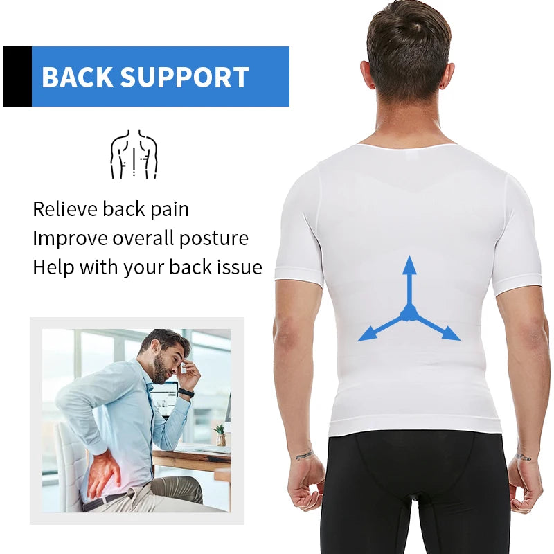 Men'S Slimming Body Shapewear Posture Vest Tummy Abdomen Corrector Compression Body Modeling Fat Burner Chest Tummy Shirt Corset
