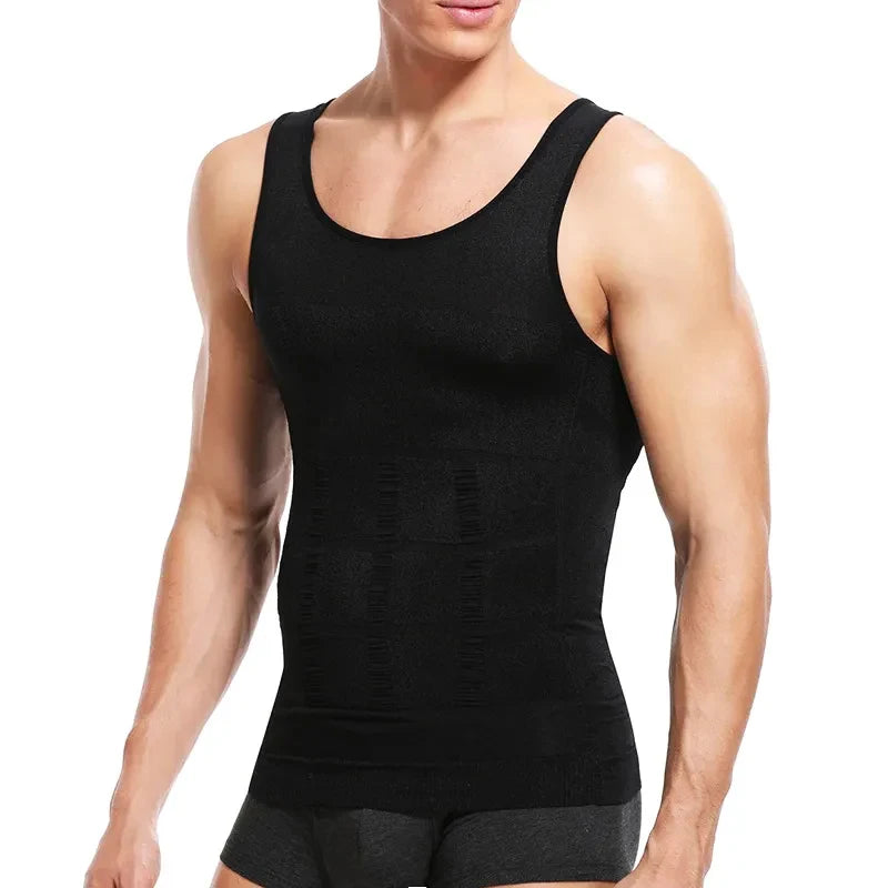 Men'S Slimming Body Shapewear Posture Vest Tummy Abdomen Corrector Compression Body Modeling Fat Burner Chest Tummy Shirt Corset