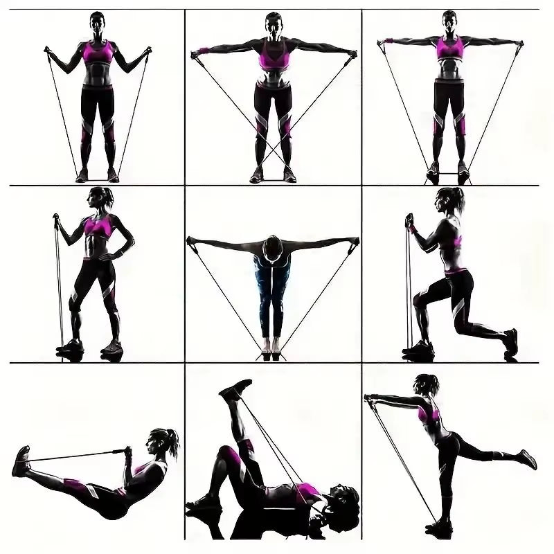 11Pcs TPE Resistance Band Set Fitness Band Pull Rope Elastic Training Band with Door Anchor Handles Carry Bag Legs Ankle Straps