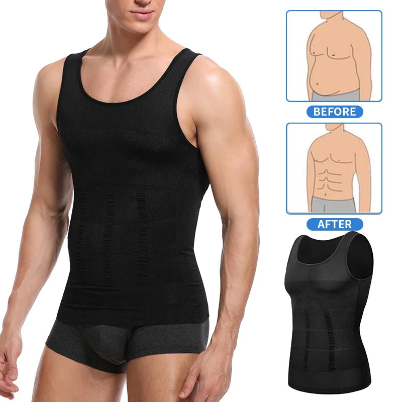 Men'S Slimming Body Shapewear Posture Vest Tummy Abdomen Corrector Compression Body Modeling Fat Burner Chest Tummy Shirt Corset