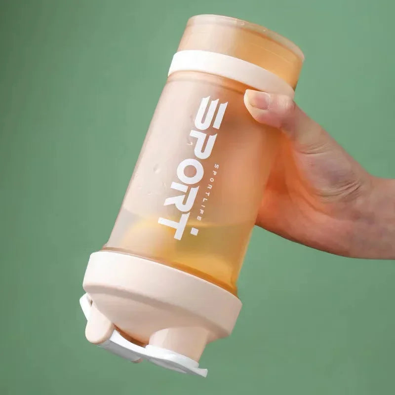 500ML 3-Layer Sports Water Protein Powder Shaker Bottle Outdoor Travel Portable Leakproof Drinkware Plastic Drink BPA Free